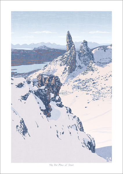 The Old Man Of Storr, Isle of Skye, Scotland, Snow Portrait - Fine Art Print