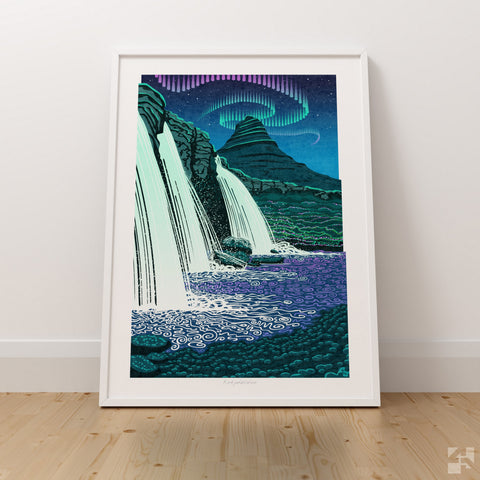 Kirkjufellsfoss Aurora, Northern Lights, Iceland - Fine Art Print