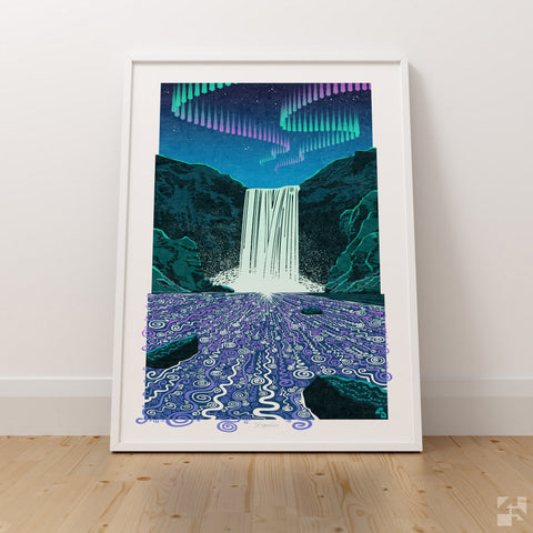 Skogafoss Aurora, Northern Lights, Iceland - Fine Art Print