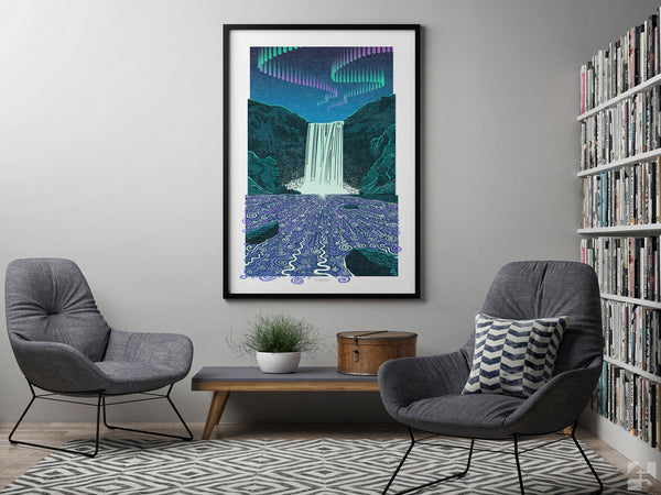 Skogafoss Aurora, Northern Lights, Iceland - Fine Art Print