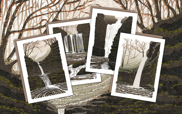 Brecon Beacons Waterfalls Greetings Cards - Set of 4