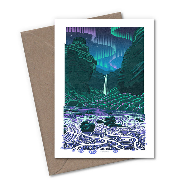 Iceland Aurora Waterfalls Greetings Cards - Set of 6