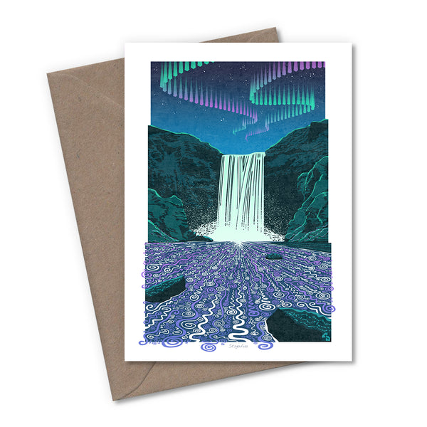 Iceland Aurora Waterfalls Greetings Cards - Set of 6