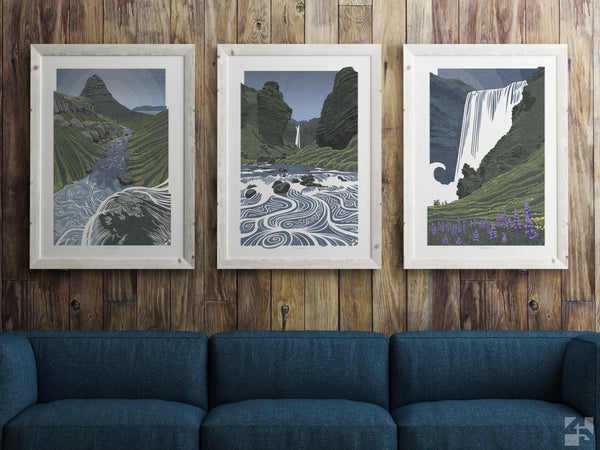 Set of 3 Iceland Waterfall Prints - Fine Art Prints