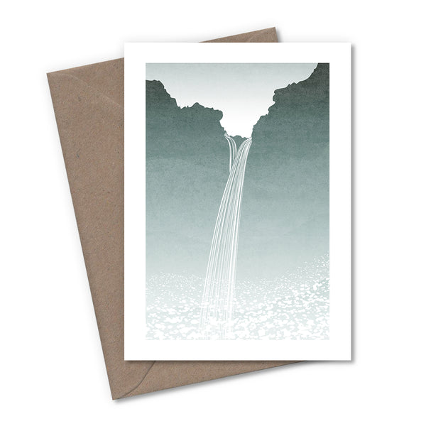 Iceland Minimalist Waterfalls Greetings Cards - Set of 4