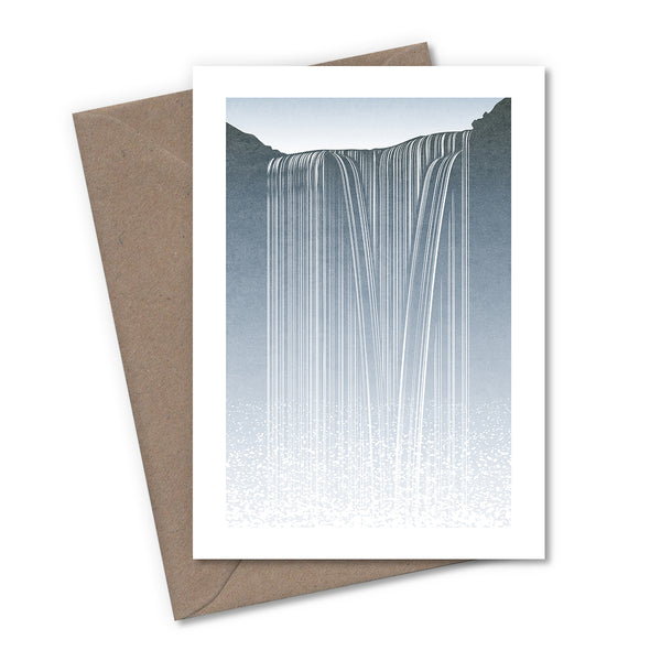 Iceland Minimalist Waterfalls Greetings Cards - Set of 4