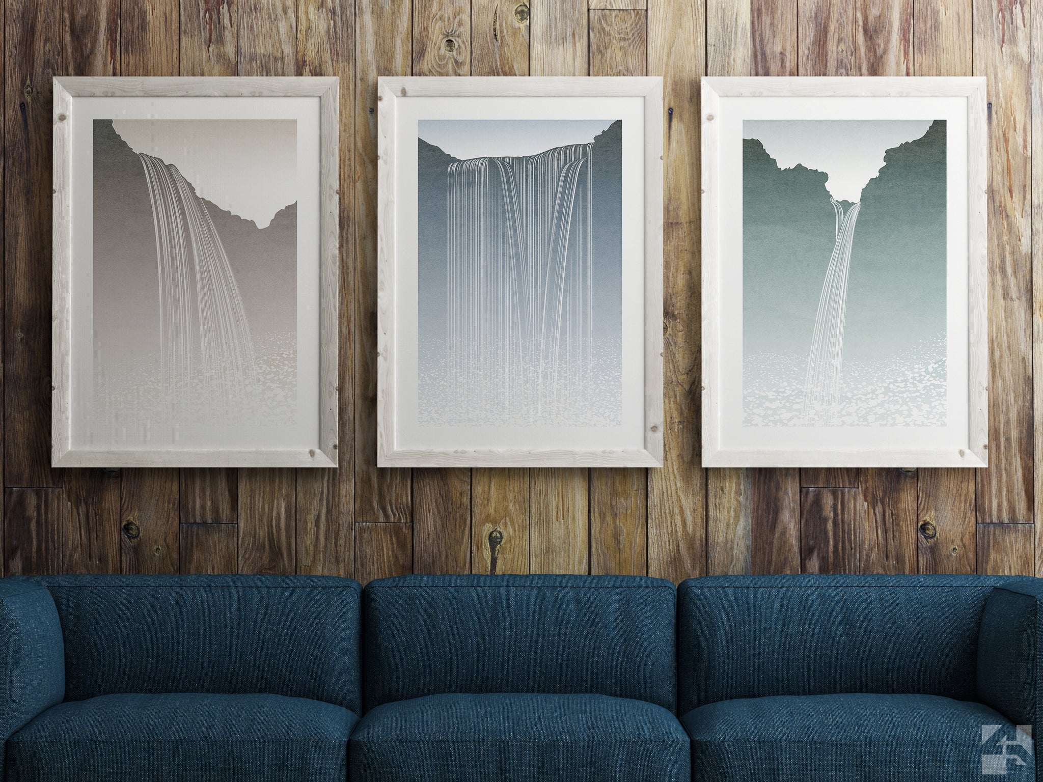 Set of 3 Minimalist Iceland Waterfall Prints - Fine Art Prints