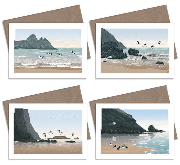 Oystercatchers Greetings Cards - Set of 4