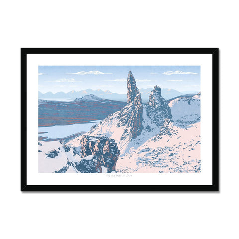 The Old Man Of Storr, Isle of Skye, Scotland, Snow Landscape - Framed Print