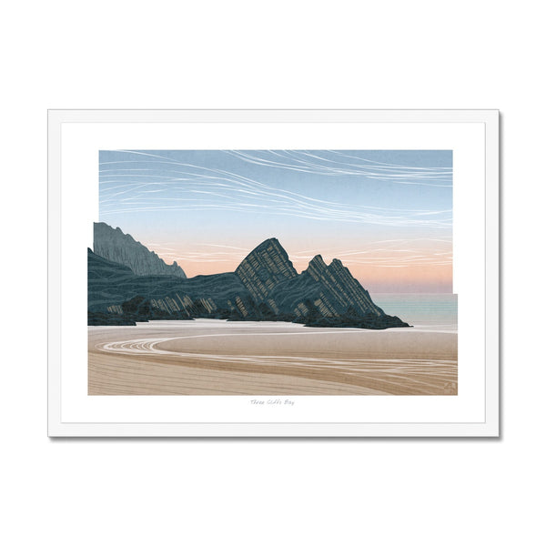 Three Cliffs Bay at Dawn, Gower, Wales - Framed Print