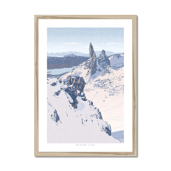 The Old Man Of Storr, Isle of Skye, Scotland, Snow Portrait - Framed Print