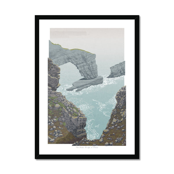 The Green Bridge of Wales, Pembrokeshire, Wales - Framed Print