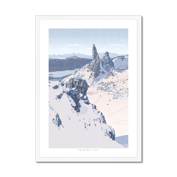 The Old Man Of Storr, Isle of Skye, Scotland, Snow Portrait - Framed Print