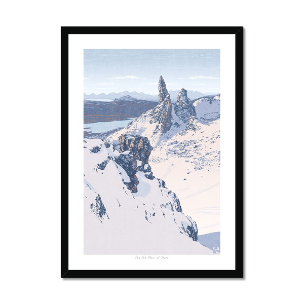 The Old Man Of Storr, Isle of Skye, Scotland, Snow Portrait - Framed Print