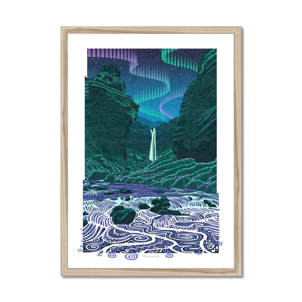 Kvernufoss Aurora - Framed Print