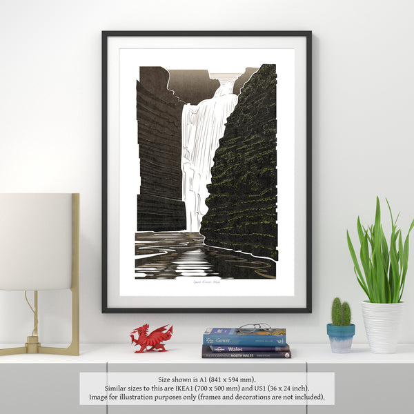 Sgwd Einion Gam, Brecon Beacons, Wales - Fine Art Print