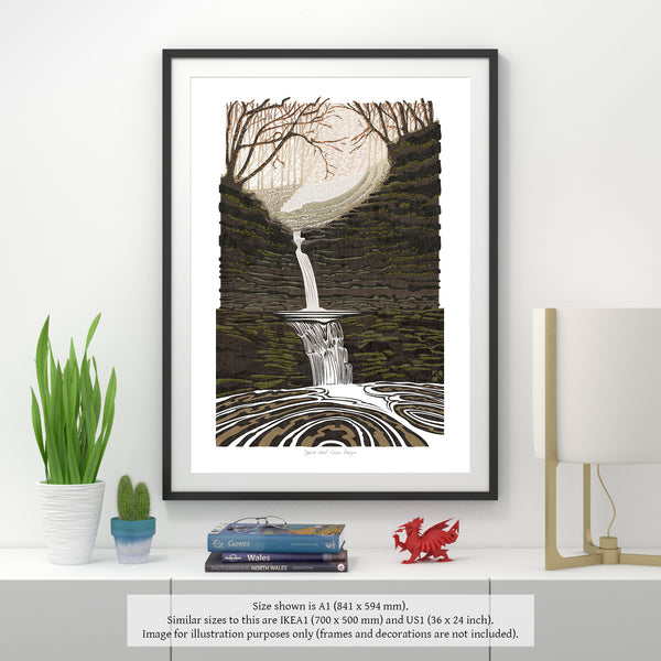 Sgwd Isaf Clun Gwyn, Brecon Beacons, Wales - Fine Art Print