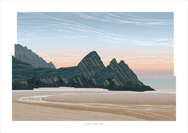 Three Cliffs Bay Dawn, Gower, Wales - Fine Art Print