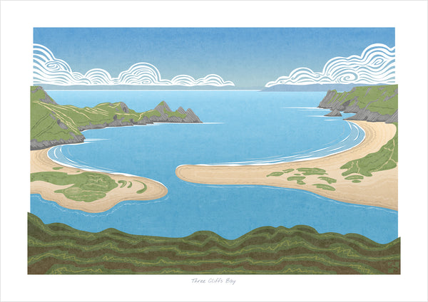 Three Cliffs Bay, Gower, Wales - Fine Art Panoramic Print