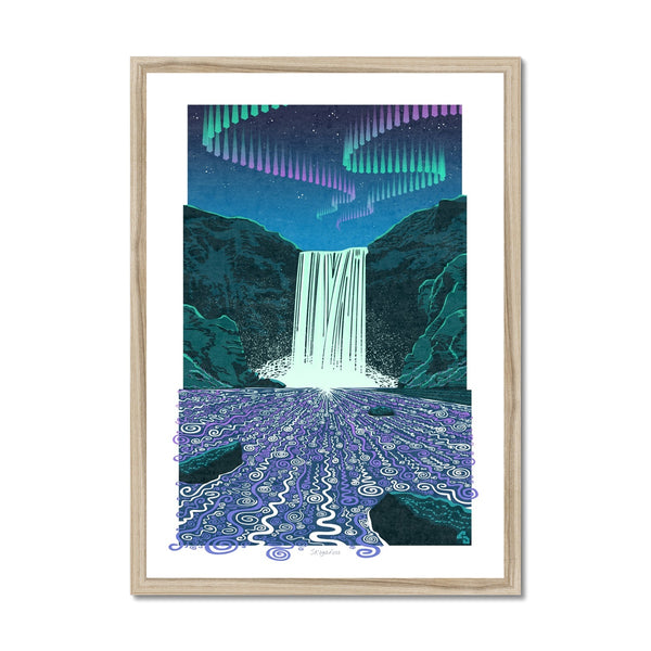 Skogafoss Aurora - Framed Print