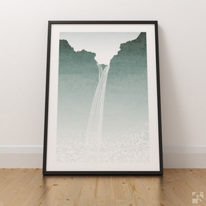 Kvernufoss Waterfall - Minimalist Fine Art Print