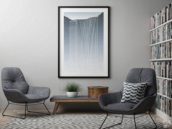 Skógafoss Waterfall - Minimalist Fine Art Print