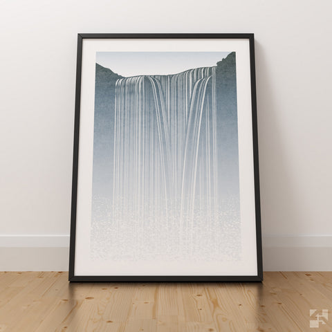 Skógafoss Waterfall - Minimalist Fine Art Print