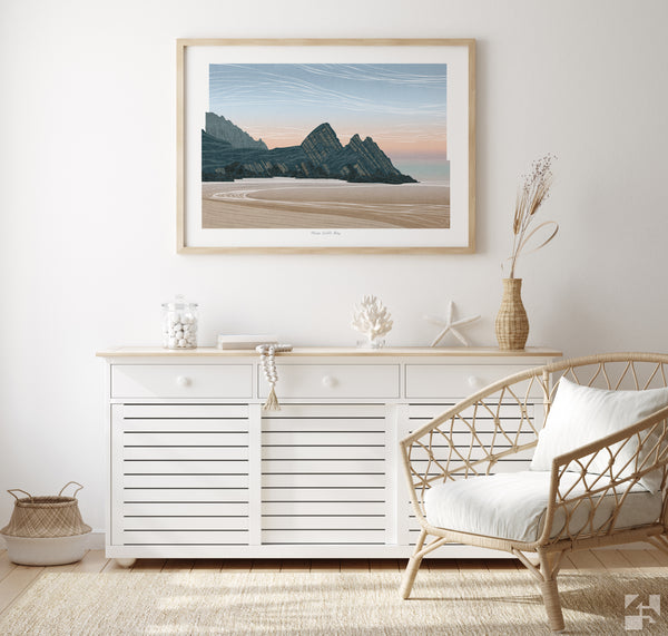 Three Cliffs Bay Dawn, Gower, Wales - Fine Art Print